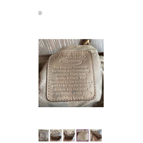 Brighton Snake Print Leather Large Shoulder Bag w Charm Braided Handle - Picture 9 of 11